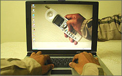 Demonstration of mobile message transfer from a laptop to a handset